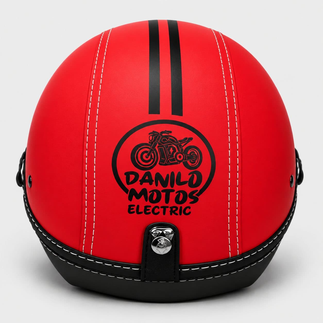 Capacete Kraft Vermelho com Faixas Pretas